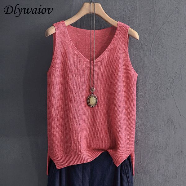 

2019 summer sleeveless knit tank women rib vest ice silk female elasticity casual loose thin camisole v neck split, White