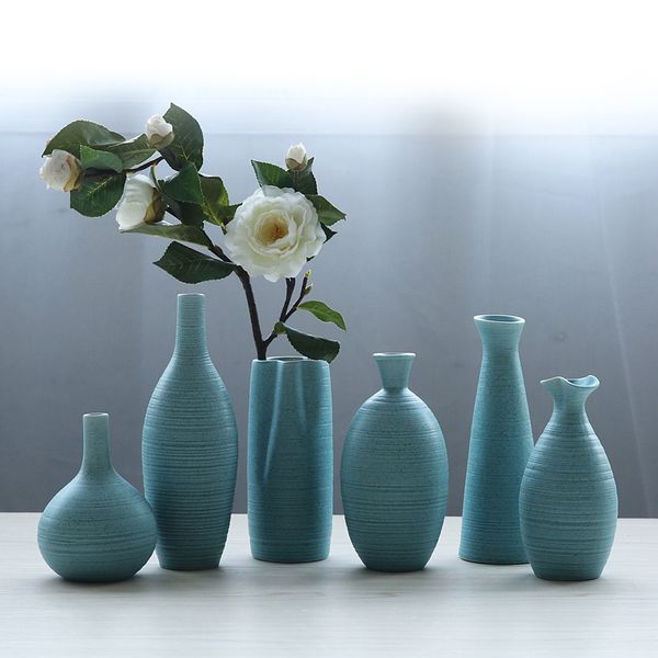 

simple matte ceramic vase creative home decoration european-style retro nordic-style blue and yellow matte clay yellow february 2 finished