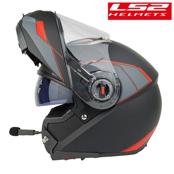 

ls2 ff370 modular motorcycle helmet bluetooth headset 5.0 handintercom moto flip up capacete with dual visor racing