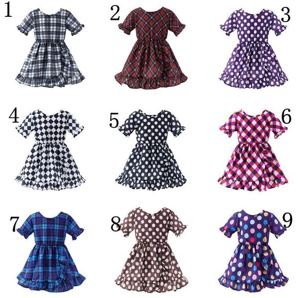 

девушка принцесса платье 2019 лето рюшами рукав детское платье в шотландскую клетку детская одежда ins дети решетки печати пляжное платье 9, Red;yellow