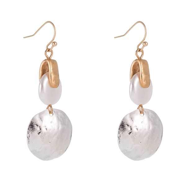 

2020 ins trendy summer gold two tone pearl minimalism minimalist geo earrings korean fashion chic women party jewelry, Silver