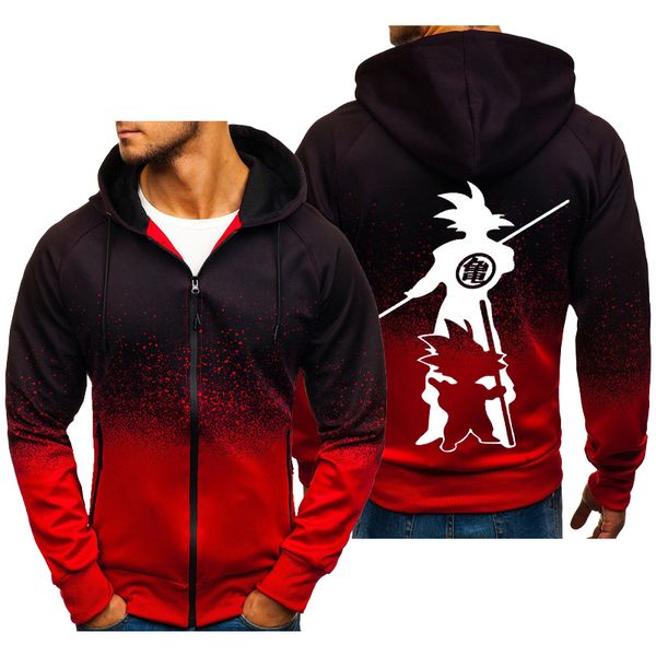 

mens gradient color zipper hoodies hooded customized printing cotton sportswear multicolor casual sports dropship, Black