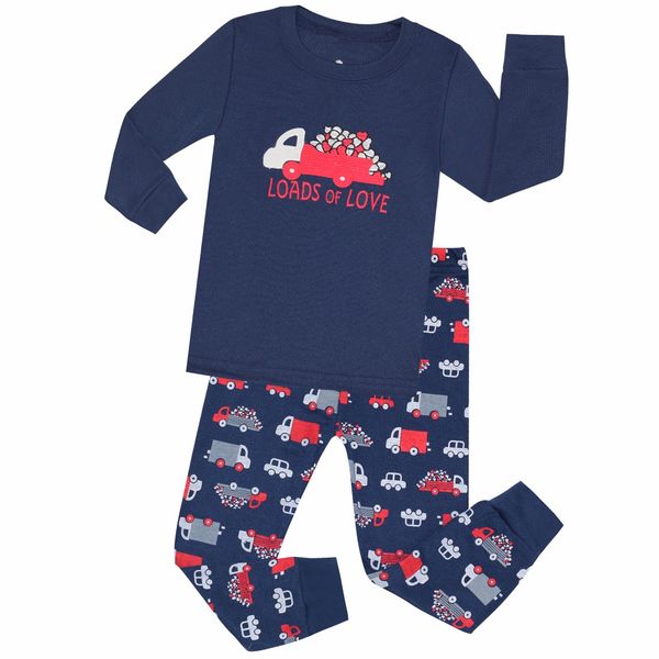 

100 cotton boys truck pajamas kids cartoon sleepwear baby homewear unicornio infantil pajamas kids pijamas for 2-7yrs nightwear, Blue;red