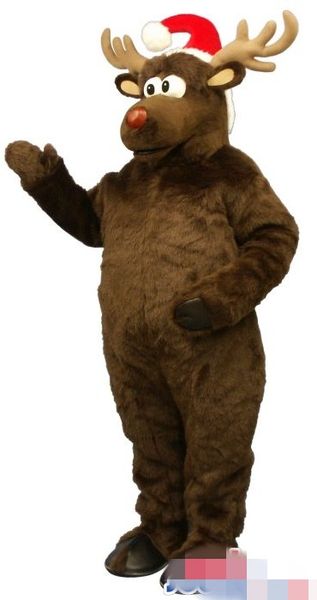 

custom christmas brown deer reindeer mascot costume size ing, Red;yellow