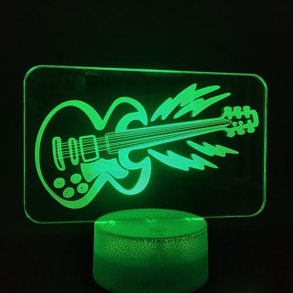 

2019 selling 3d lamp 7 colors with remote the guitar realistic present for musician indoor decoration led night light lamp