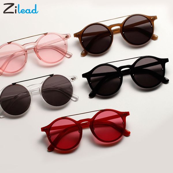 

zilead women round sunglasses vintage classic fashion style sun glasses woman beat street double bridge red frame eyewear oculos, White;black