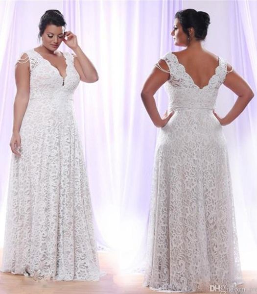 Moderni abiti da sposa in pizzo plus size con maniche lunghe rimovibili abiti da sposa da sposa a terra