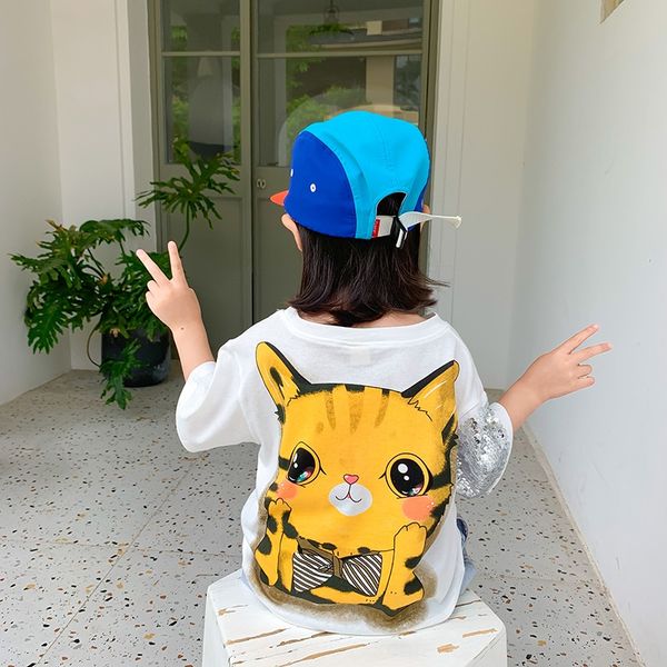 

zkikb girls summer 2020 coat fashionable children's cute cat baby casual one-piece girls summer 2020 coat fashionable children's c, Blue
