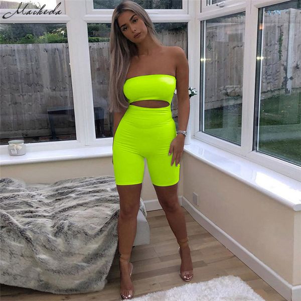 

macheda women fitness solid 2 шт. набор сексуальных укороченных трубочек и узких шорт с высокой талией 2 шт. набор модных повседневных видов, Black;white
