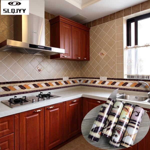 

bathroom waist line tile stickers kitchen oil stickers thick self-adhesive floor tiles waterproof baseboard wallpaper