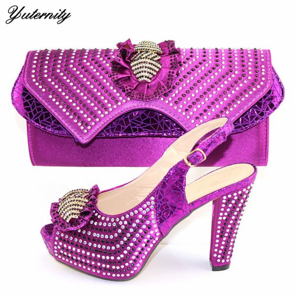

new nigerian style pumps party shoes with matching bag set autumn fashion ladies shoes and bags set for new year party 5colors, Black