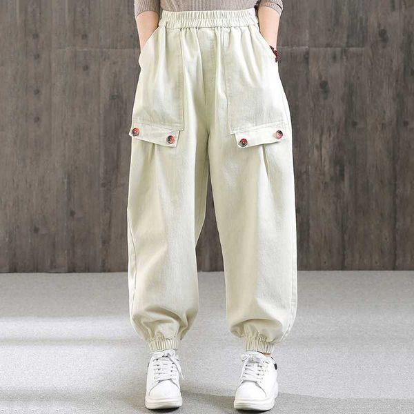 

seebeautiful new fashion 2020 spring simple ealstic waist patch pockets trousers loose harem pants women w117, Black;white