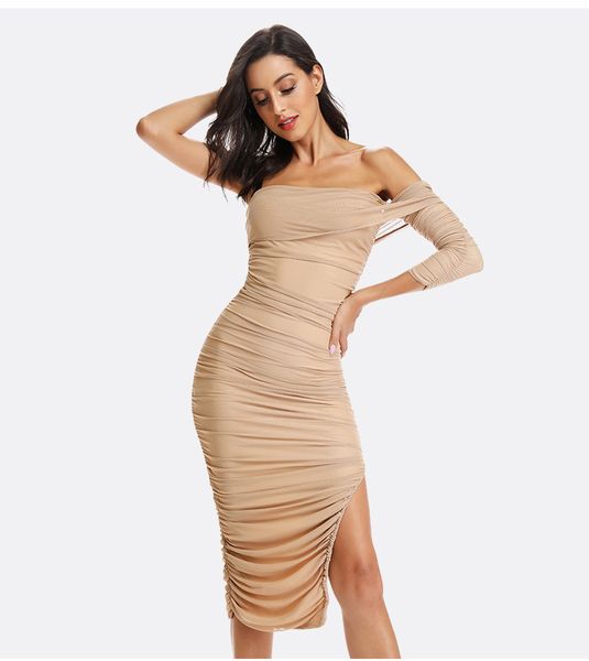 

2019 лето женской моды в европе и соединенные штаты расколоть складки нерегулярна обернутая грудь шить сексуальное платье, White;black