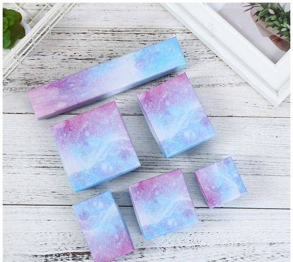 

[ddisplay]modern art blue & pink gradient color jewelry box creative lid and tray ring cases earring jewelry display necklace package box, Black;white
