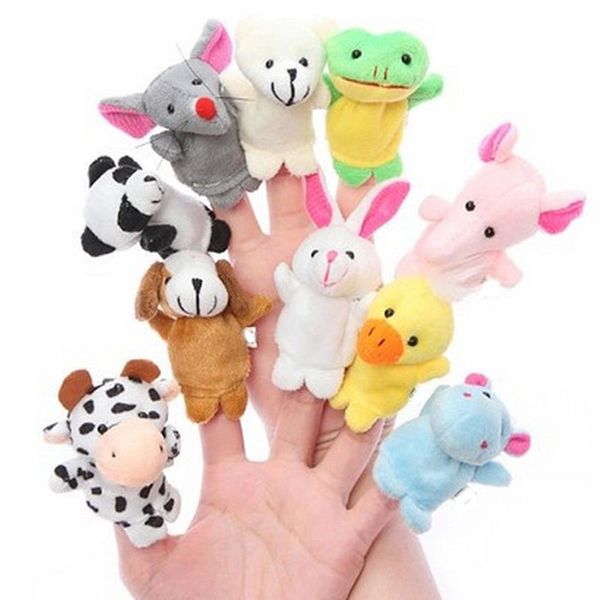 

10pcs cute animal finger puppet plush toys child baby favor dolls boys girls cartoon finger puppets biological