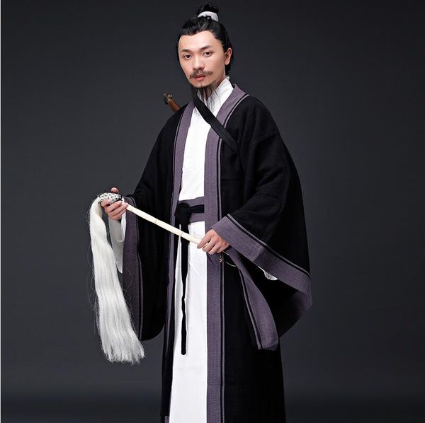 Hanfu Kleidung Mann Baumwolle Leinen Taoistischer Priester Outfit Mahdao Kloster Theatergruppe Aufführungskostüm Altes China Hanfu Kleidung Männer