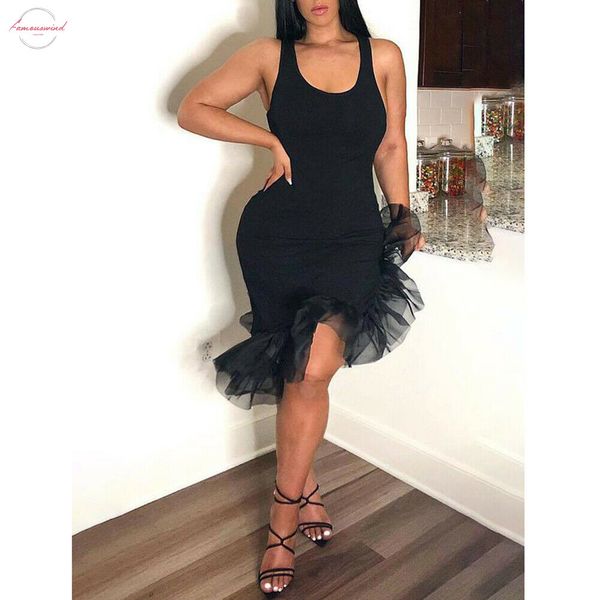 

2020 style womens spring summer sleeveless bodycon bandage club evening party short mini dress plus size s xxl, Black;gray