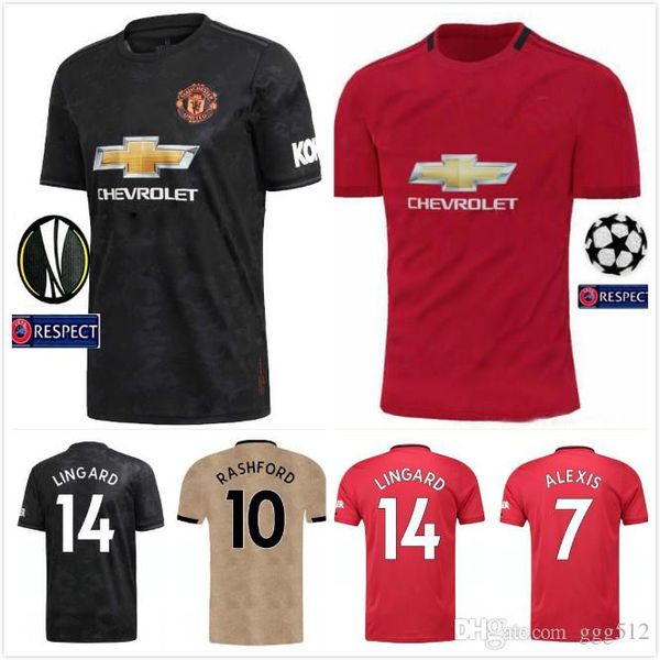 

fans player version martial pogba lingard 19 20 manchester soccer united jerseys utd 2020 rashford football kit jersey shirt men kids sets, Black;yellow