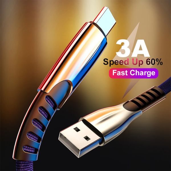 

3a zinc alloy type c usb data cable cord fast charging cable for samsung s10 micorusb micro usb cable for android phones usb charger cord