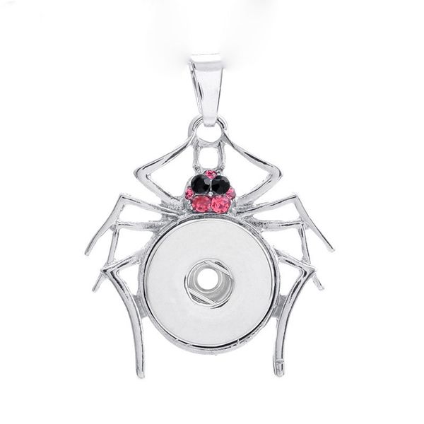 

fashion interchangeable metal flower spider ginger crystal necklace 177 fit 18mm snap button pendant necklace charm jewelry for women gift, Silver