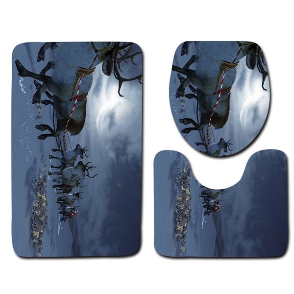 

carpet 3pcs home bathroom bath mat toilet seat cover floor mat polyester fiber xmas ornament christmas