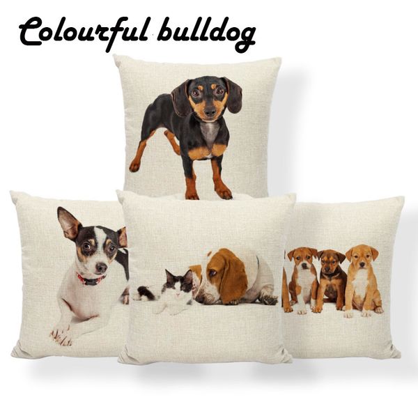

chihuahua hound terrier cushion cover dachshund english mastiff dog pillowcase nautical houseware decor throw pillow 45*45 linen