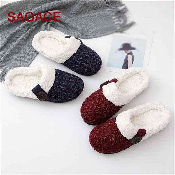 

slippers sagace shoes flock keep warm plus size 36-41 zapatos de mujer home plush soft non-slip floor, Black