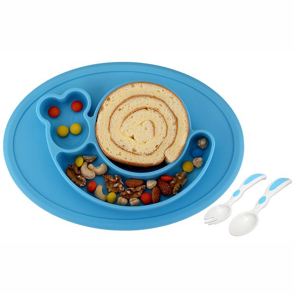 

qshare baby silicone plate fork spoon dinnerware set baby dishes kid feeding food plate tray for baby tableware placemat