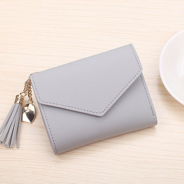 

2019 fashion tassel women wallet for credit cards small leather short womens wallets and purses carteira feminina, Red;black