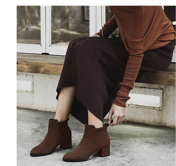 

zx6 lll n23 womens winter suede leather boots snowball flat half boot ladies black warm knee boots designer botas, Red;white