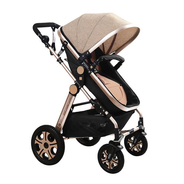 

baby stroller high landscape folding two-way sitting reclining newborn stroller seat adjustable easy to fold aluminum alloy car