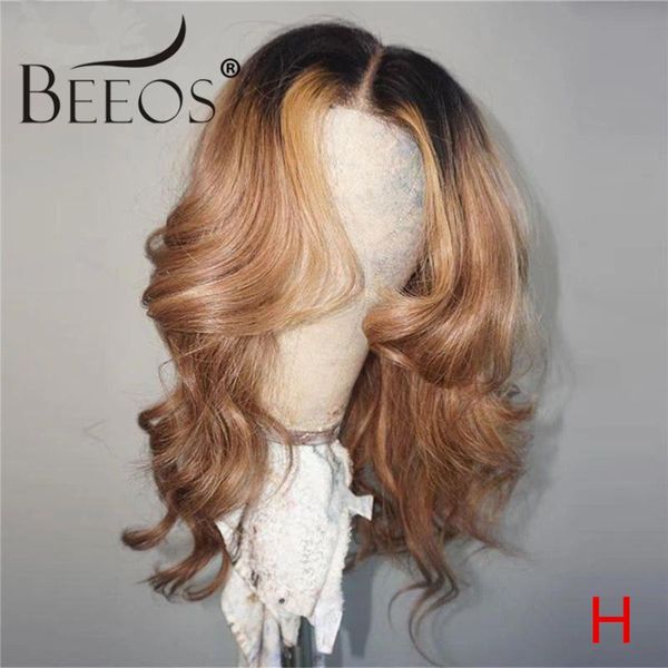 

beeos 150% 13*6 кружевные передние парики из человеческих волос объемная волна предварительно выщипанная с детскими волосами ombre цветные о, Black;brown