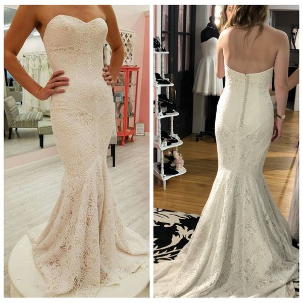 

charming off white bohemian wedding dress bruidsjurken sweetheart with court train lace wedding gowns covered buttons vestido de novia