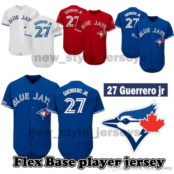 

Guerrero Jr Toronto 2019 new Blue Jays jersey 27 Vladimir Guerrero Jr Jersey Men flex base Baseball Jerseys