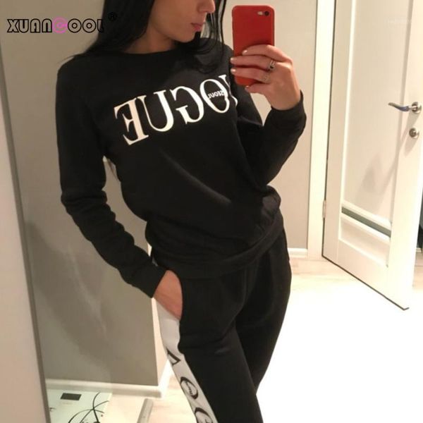 

xuancool new 2018 women 2 piece clothing set casual fashion vogue sweatshirt+long pants tracksuit for women hoodie suit1, Gray