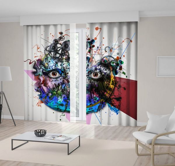 

human eyes on colorful background decorative modern artwork blue black brown curtain