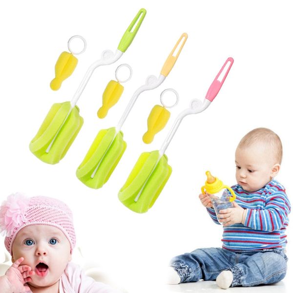 

1 set infant baby bottle cleaning brush tool nipple 360 degrees rotating sponge feeding cup straw cleaner newborn baby tool
