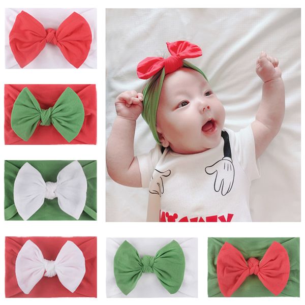 

baby girls bow headbands for christmas kids nylon elastic bowknot hairbands hair accessories xmas hair band turbon knot headdress, Slivery;white