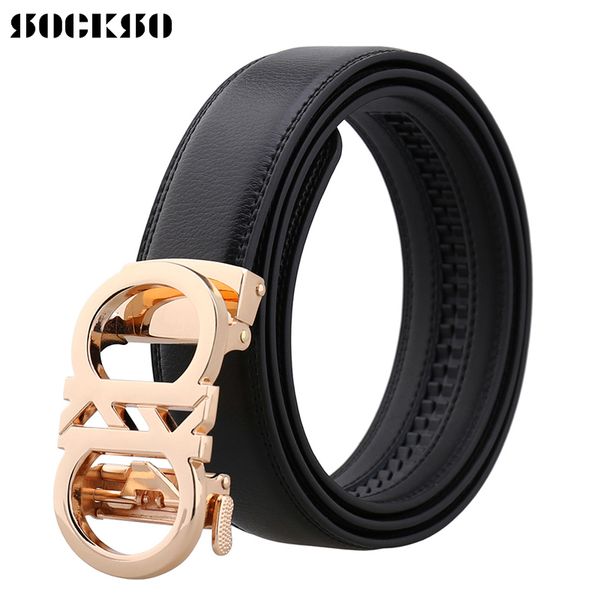 

2020 business automatic buckle fashion men leather belt gentleman leather waistband design western strap belt j0251, Black;brown