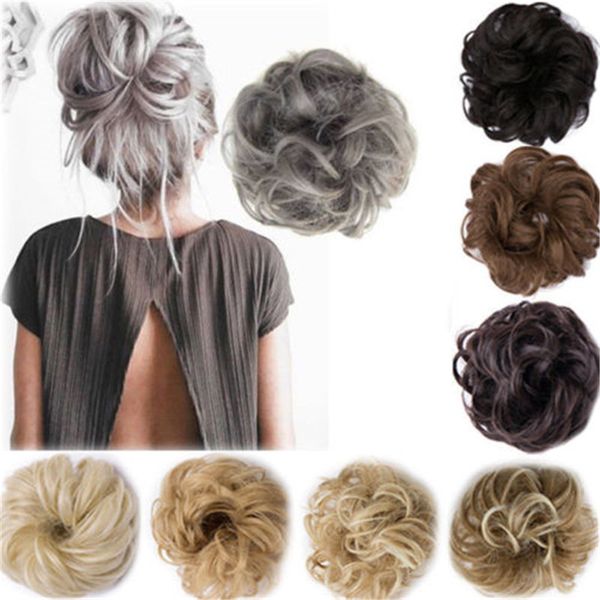 

women baby girls real as human natural curly messy bun hair piece scrunchie fake hair extensions headwear headband new