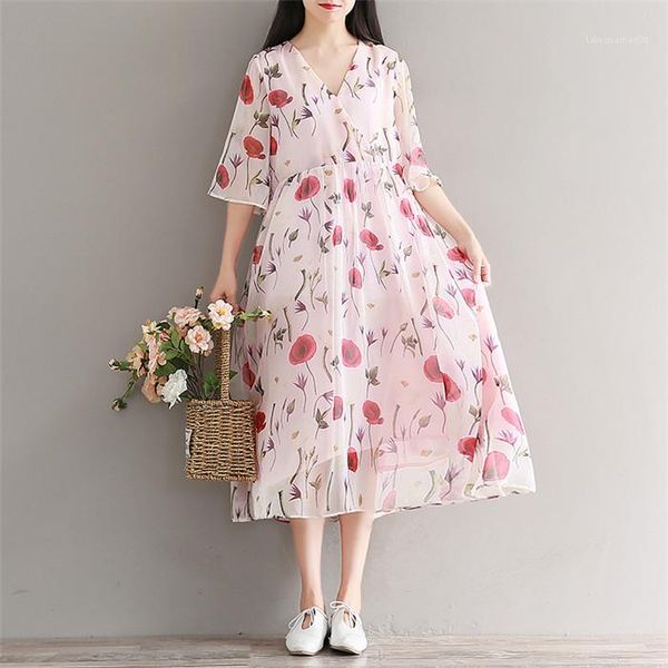 

style female clothing casual apparel womens summer desinger floral dresses v neck flower print half sleeve fashion, Black;gray