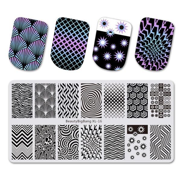 

beautybigbang stamping plates template nail art stamping plate geometry striped wave circle image template stencil, White