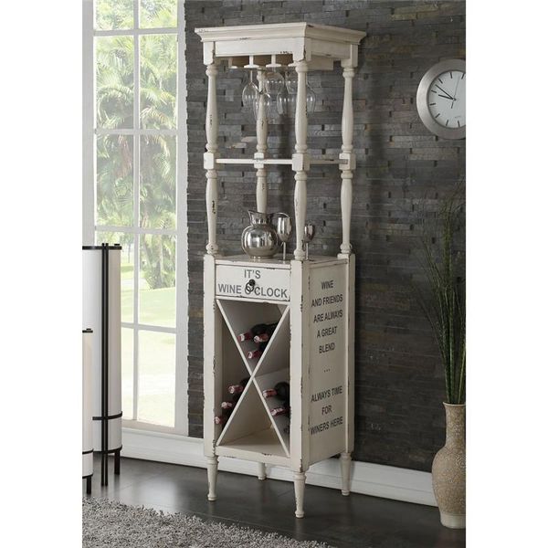 

european style acme anthony wine cabinet in antique white 97462 design living room furniture us fast shipping nightstand