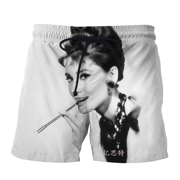 

audrey hepburn black and white 3d digital printed shorts3, White;black