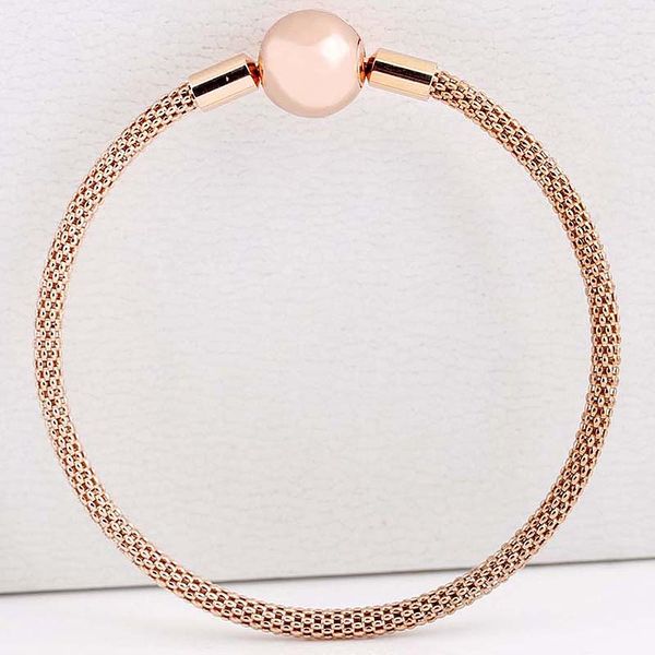 

original rose gold snake chain basic ball clasp mesh bangle bracelet fit 925 sterling silver bead charm diy europe jewelry, Black