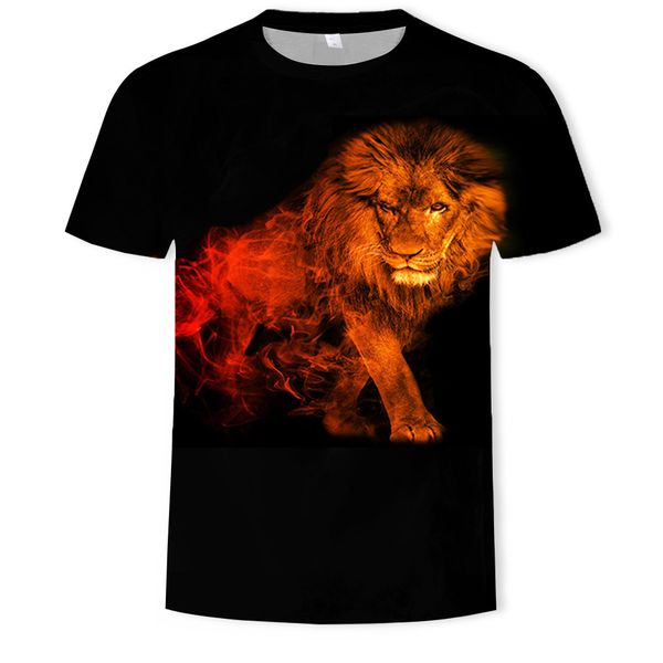 

mens designer lion 3d digital printing short sleeve t-shirt round collar, White;black