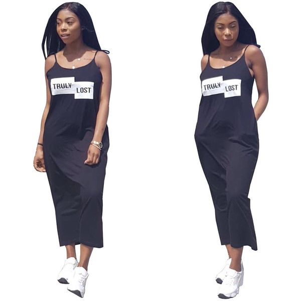 

womens designer ts806 solid color sling letter printed slim dress31jv, Black;gray