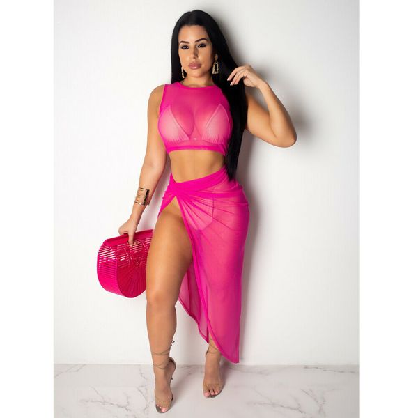 

women lace sheer bikini cover up swimwear bathing summer beach slit skirt sets female fashion holiday outfits, Blue;gray