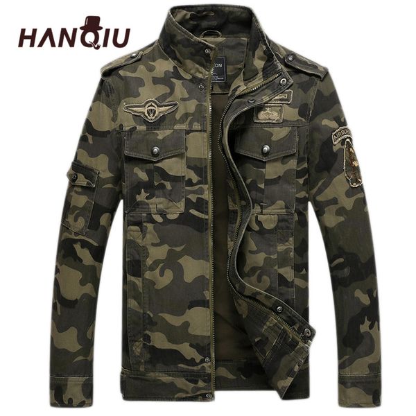 

hanqiu brand camo bomber jacket men 2019 autumn camouflage coat army windbreake camo male jacket jaqueta masculino, Black;brown