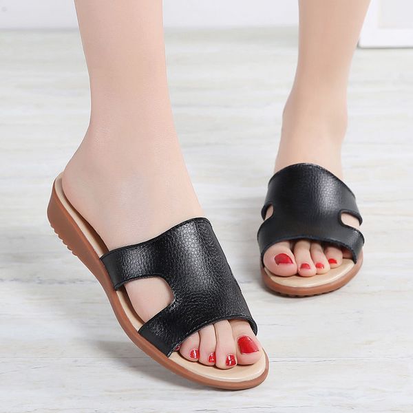 

black platform slippers women mules outdoor slippers summer woman heeled mules womens wedge plus size 41